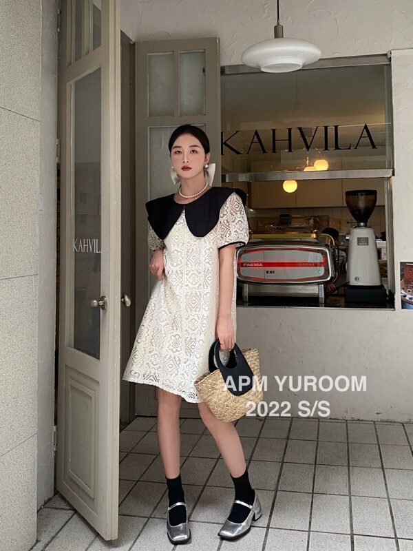 [APM yuroom] temperament French lace doll neck dress 8018# LSL