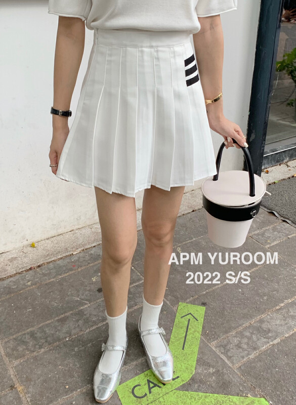 [APM yuroom] Korean college style high waist thin pleated skirt 8058\lsl