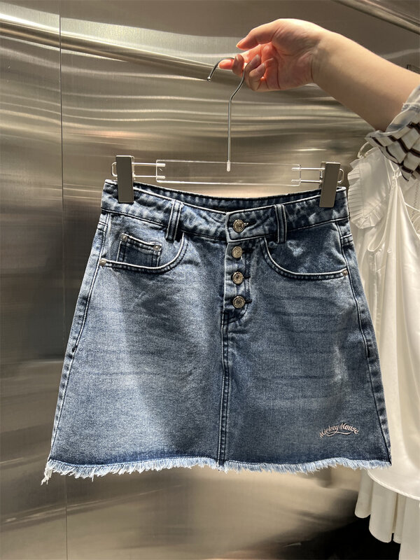 New in early summer! [laga] simple A-line Mickey pattern denim skirt 022# JJ