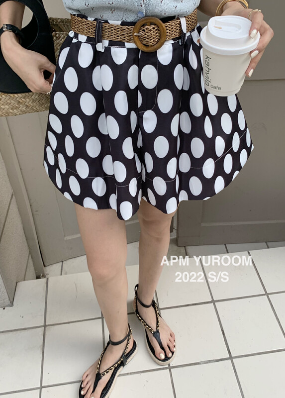 [APM yuroom] sweet wave dot high waist casual shorts (with belt) ys1-8002\lsl