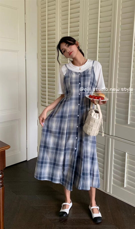 [gill] Vintage Plaid breasted suspender dress (excluding interior) 3007 \zsy