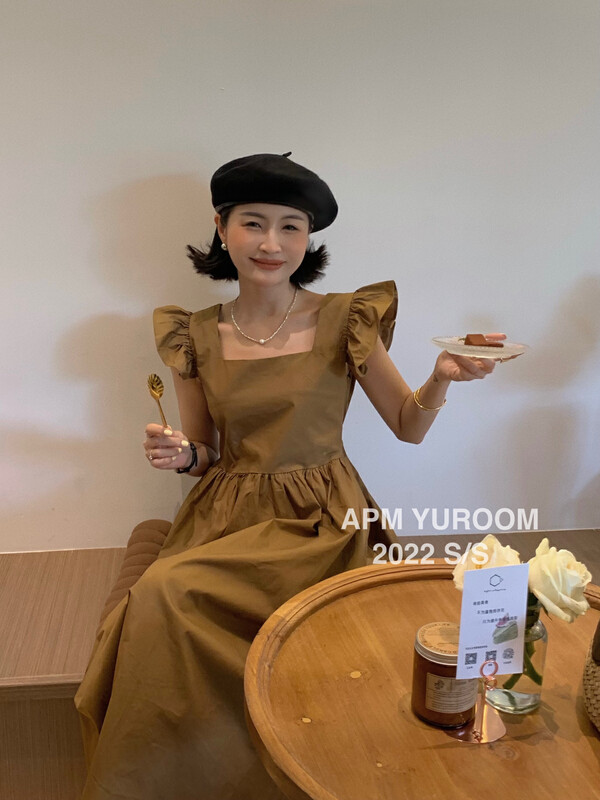 [APM yuroom] temperament sweet little fly sleeve bandage dress ys1-8088\lsl