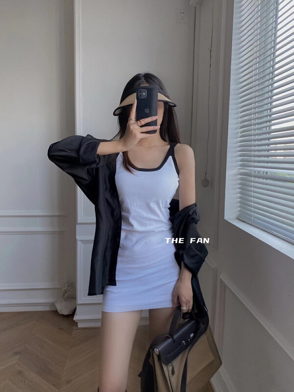 [the fan] simple and versatile double strap vest dress 517011 \zxx