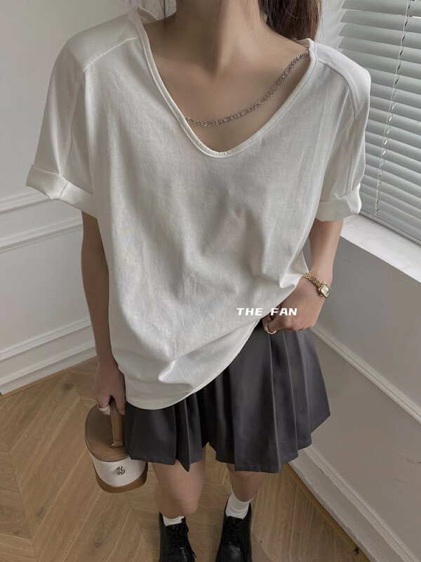 [the fan] Korean shoulder pad versatile short sleeve T-shirt 507011 \zxx