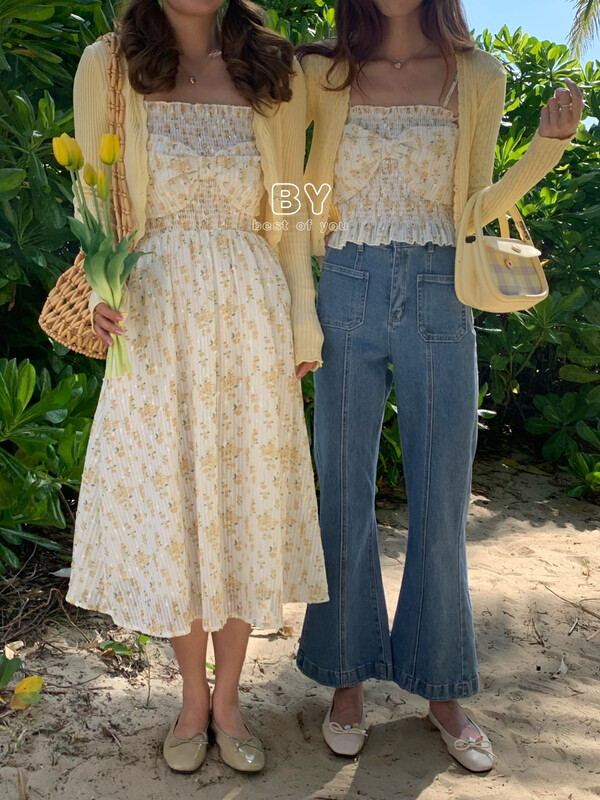 Original price 57.52! New year in early spring! [best of you] French gentle first love, slim waist, floral dress ys2-9832# HBx
