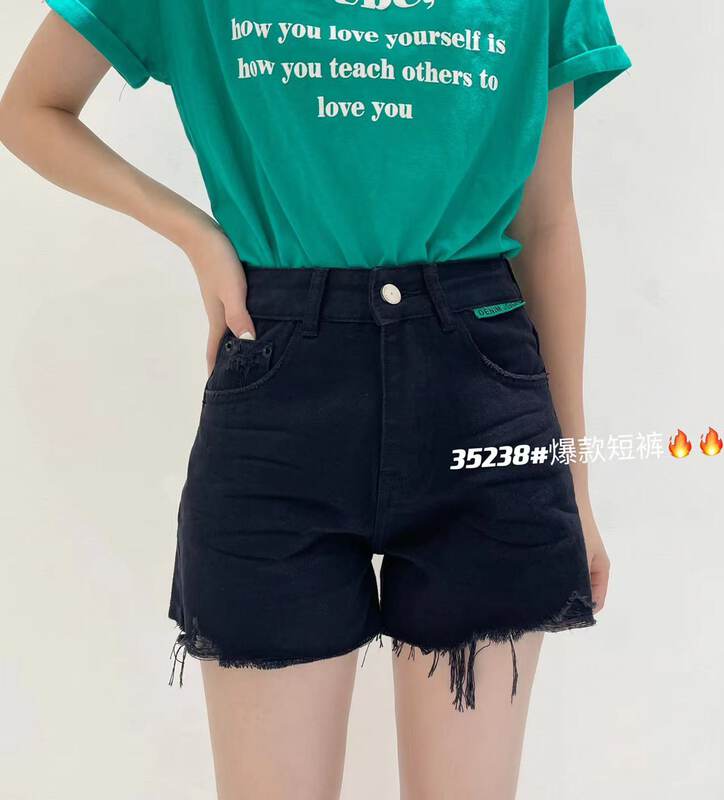 [aepjeans] high waist design, raw edge, versatile denim shorts 35238 # CLS