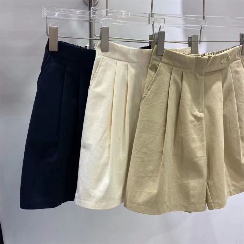 Large work shorts women's loose high waisted A-line pants women's summer five point wide leg pants casual shorts