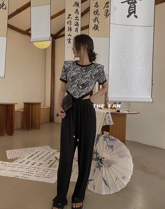 [the fan] simple draping elastic waist casual pants 509100 \zxx