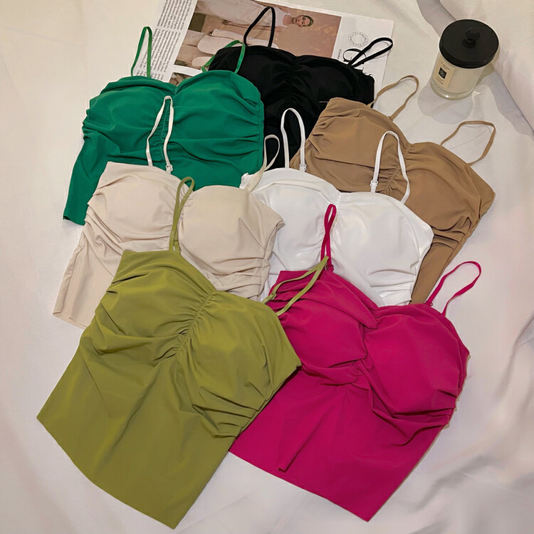 [KD] slim solid vest / suspender with gathered bra 1753 \hjy