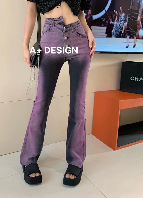 [a+] high waist color blocking fashion slightly spicy jeans 7730-3# WPL