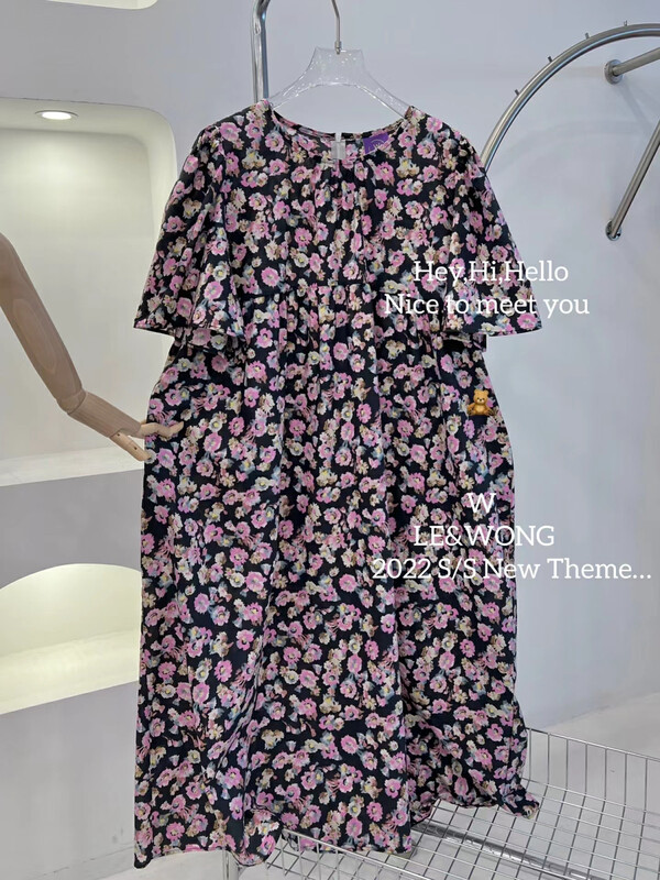 Original price 84.60! [le&wong] idyllic fresh floral flying sleeve dress (loose dress) 9896# Fhx
