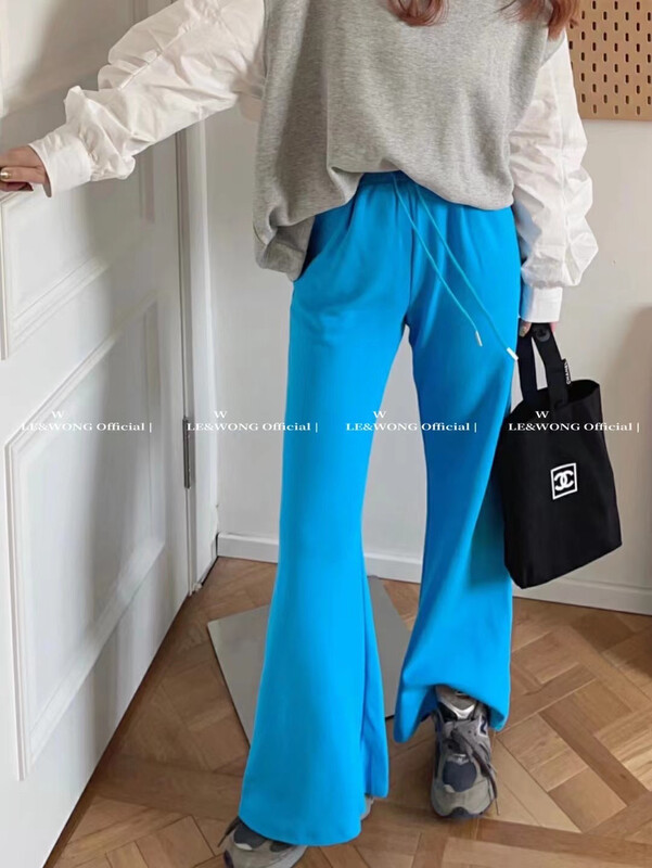 [le&wong] slim, loose, wide legged, slightly pulled, and mopping casual pants 6566