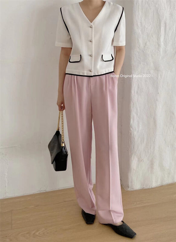 [Boran · Boran] small Xiangfeng V-neck color matching jacket ys1-22b7213# LSW