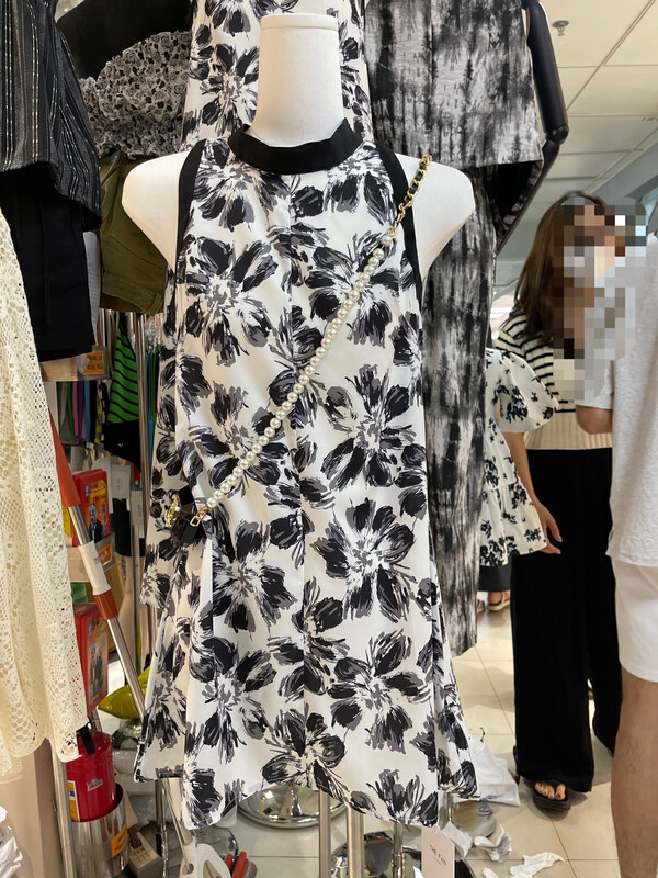 [the fan] collar contrast crimp vest short dress y59062-1 # zxx
