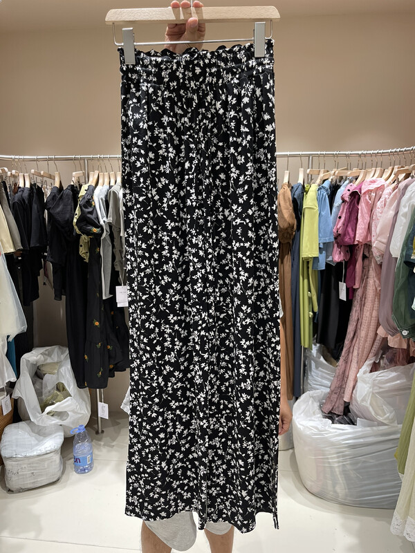 [the fan] elastic waist slit floral wide leg casual pants 51005# zxx
