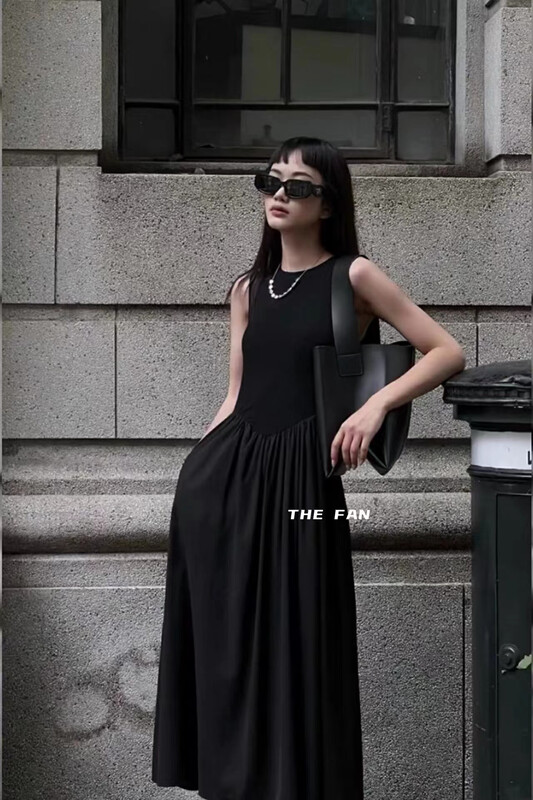 [the fan] round neck waist tight thin dress 51013 \zxx