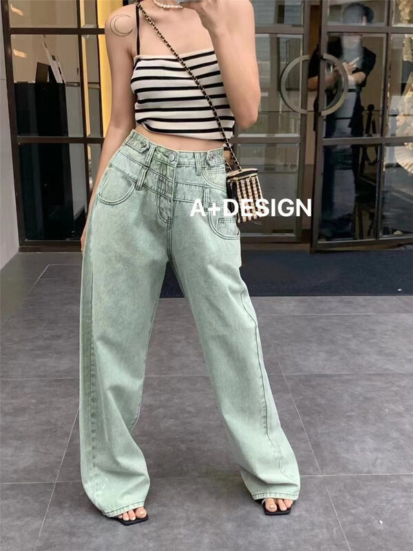 [a+] simple high waist straight skinny jeans 7755\ozq