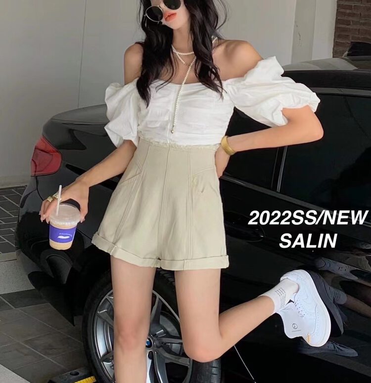 [Salin] high waisted Korean simple denim shorts 6907# PCZ