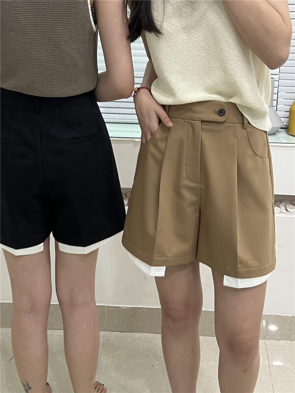 [Ru mu] slim stitching, versatile casual shorts 22109# XYJ