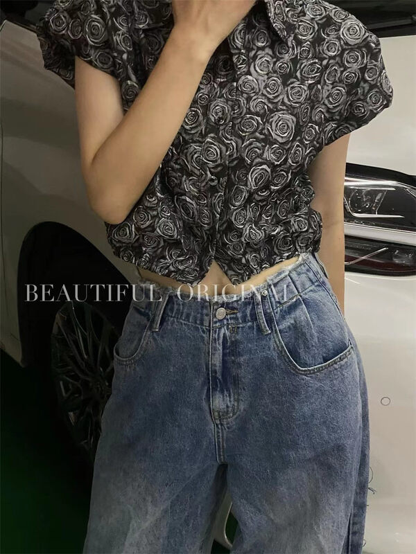 [B-O] flower print fashion shirt 87398# XYJ