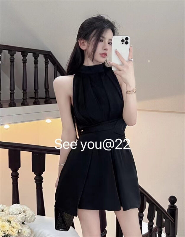 [see you] temperament lace up waist sleeveless dress 2059-1 \pcz