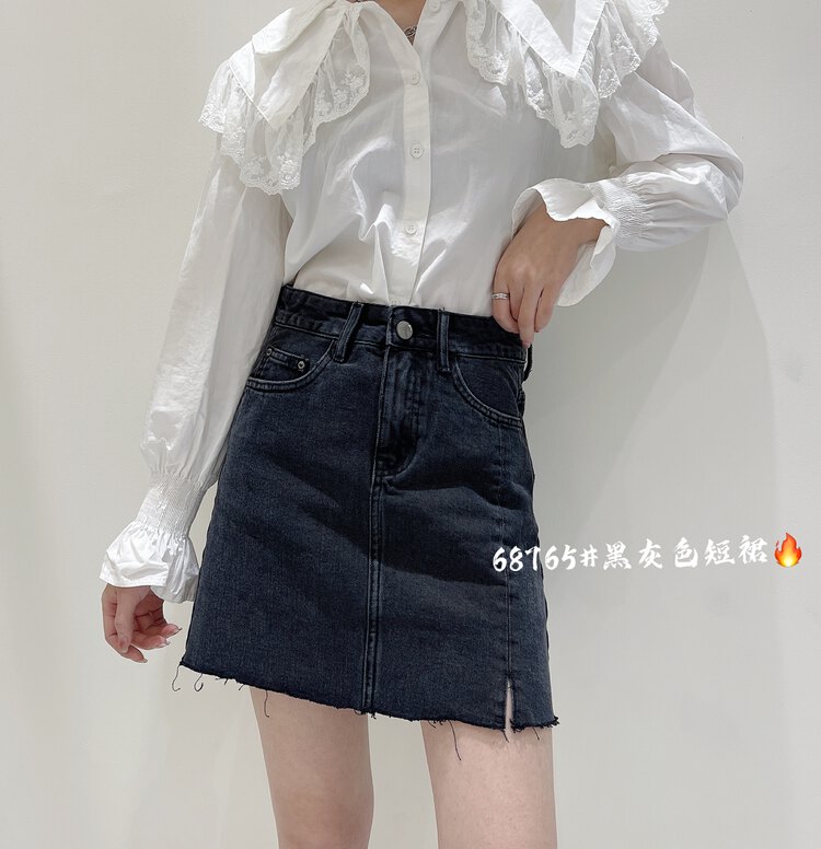 [aepjeans] Korean style simple and versatile A-line trouser skirt skirt skirt 68766-1# CLS