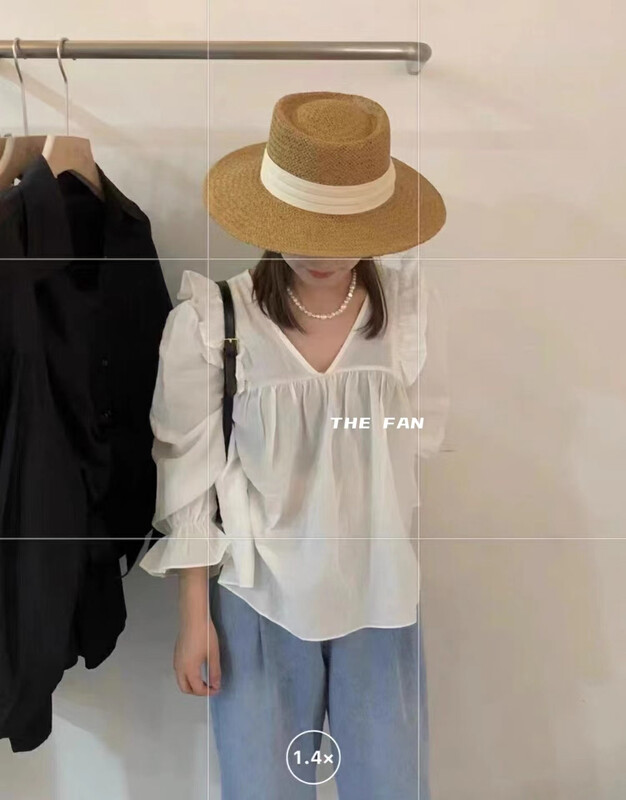 [the fan] V-neck agaric lace sunscreen versatile shirt 509595# zxx