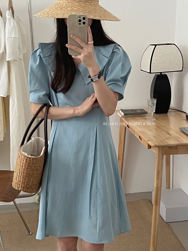 [larti] Korean slim retro pleated collar dress 88133 \ll