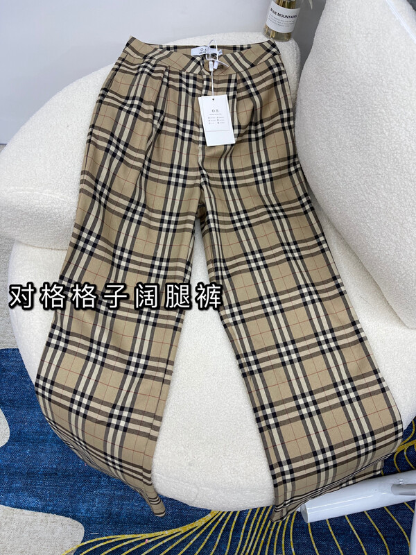 [O.S] loose thin straight check casual pants 601# ozq