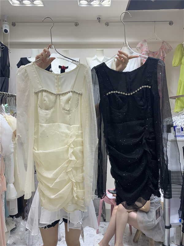 [see you] heavy industry Chiffon slim long sleeve dress 31038 \pcz