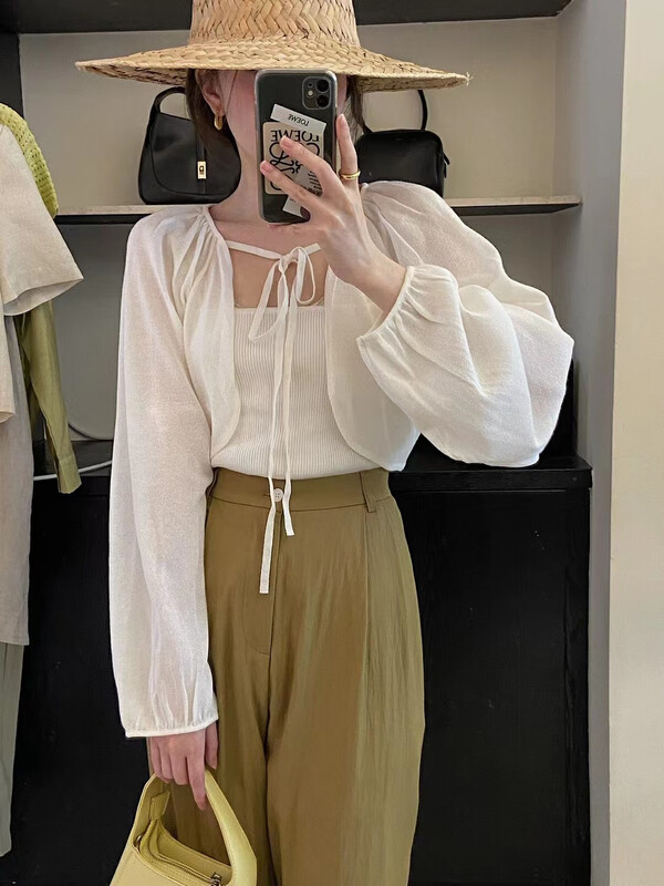 [larti] long sleeved sunscreen Korean simple shirt 8819# ll