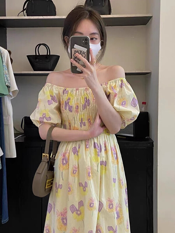 [I think] floral short sleeve Pleated Dress 66393# CLS