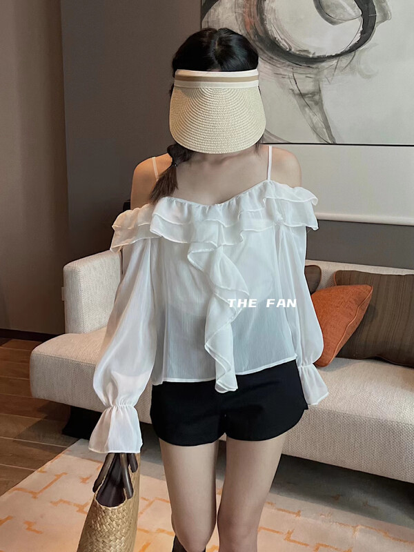 [the fan] stitched off shoulder fashion shirt y507498 \zxx