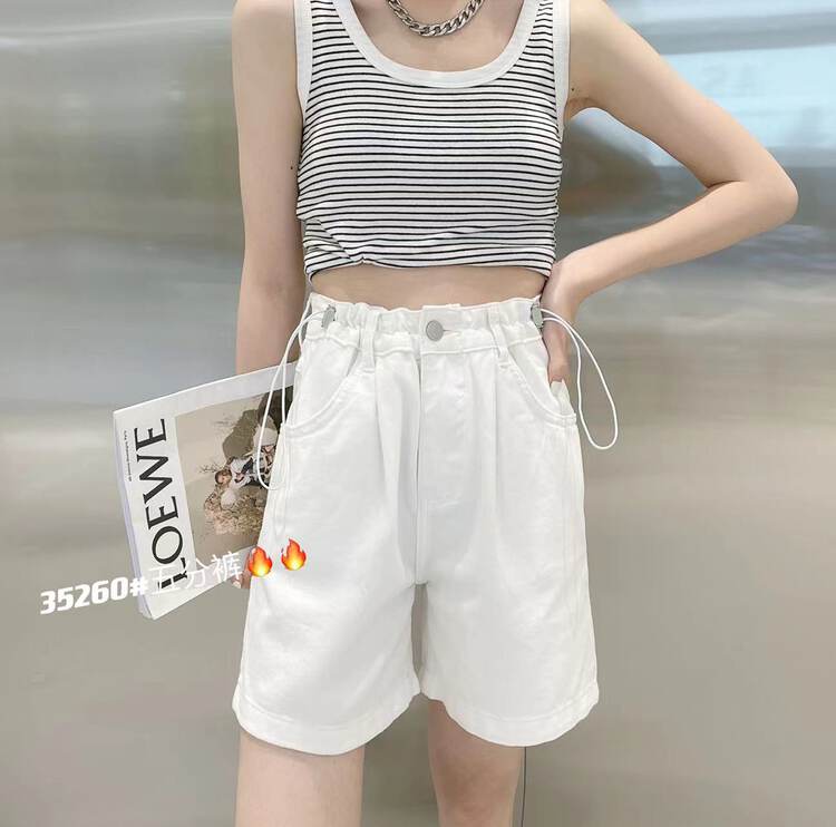 [aepjeans] drawstring high waist design versatile denim shorts 35260# CLS