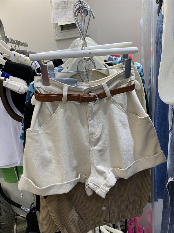 [Salin] Korean style simple and slim denim shorts (with waist rope) 6888# PCZ