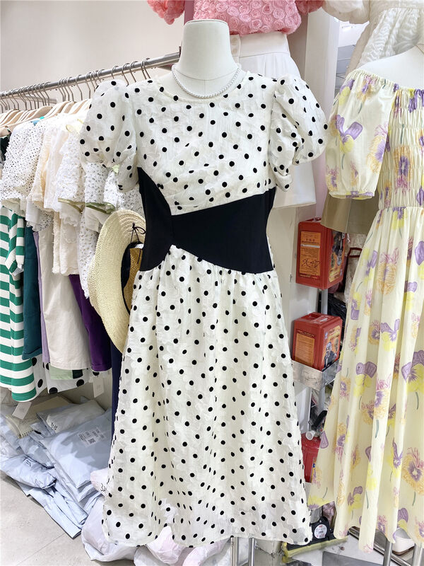 [I think] lady temperament wave point thin dress 66568# CLS