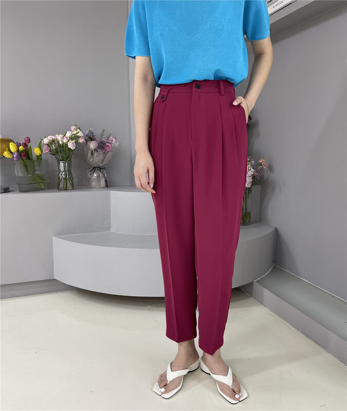 [rumu] basic versatile button casual pants 2282# XYJ