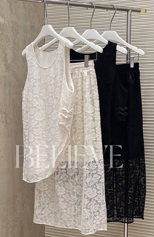 [believe] flexible, light and breathable three-dimensional Vest + Chinese exquisite lace skirt set bl8165# JJ