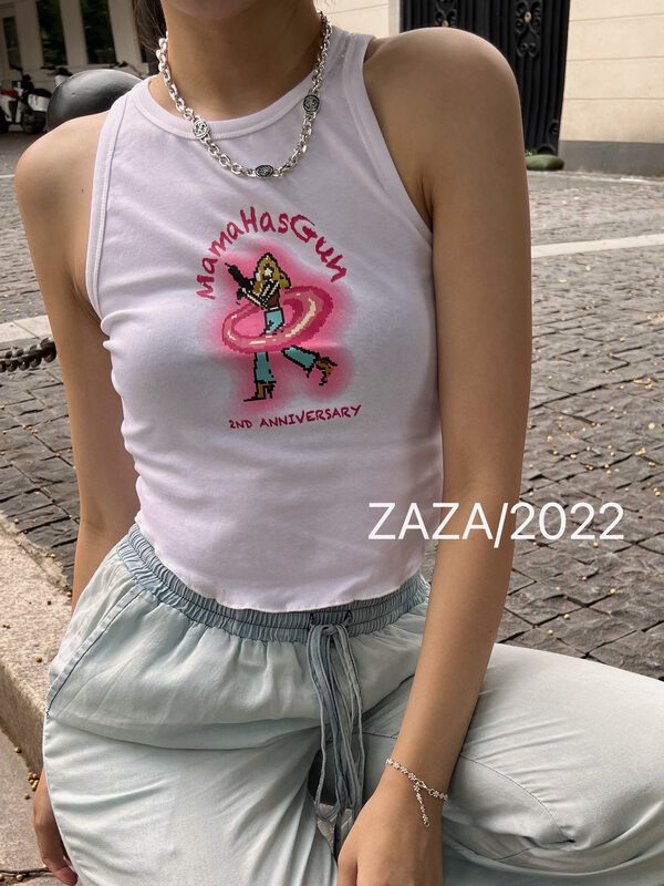 [Zaza] cotton sleeveless pattern vest / sling 9093# LSL