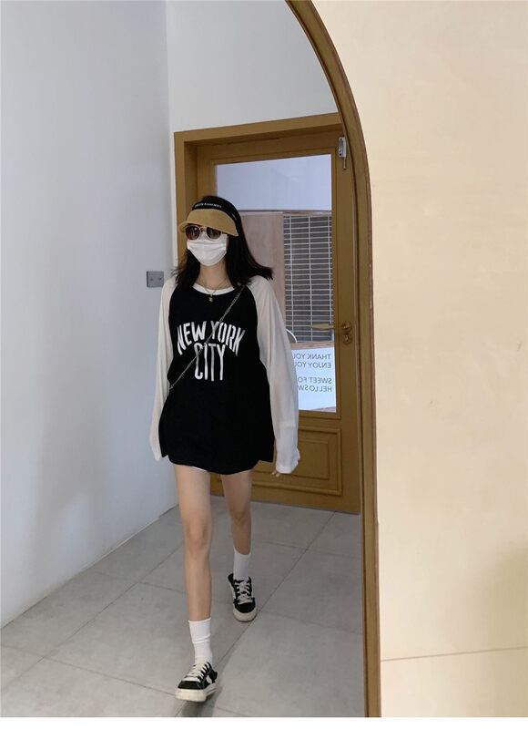 [new time /l&y home] letter print fashion long sleeve T-shirt 31879# XYY