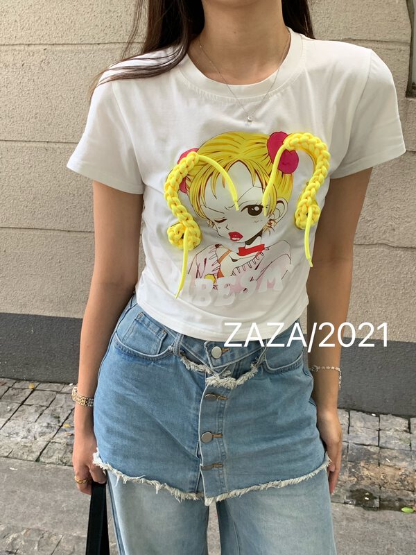 [Zaza] cartoon beautiful girl warrior three-dimensional short sleeved T-shirt 9097# LSL