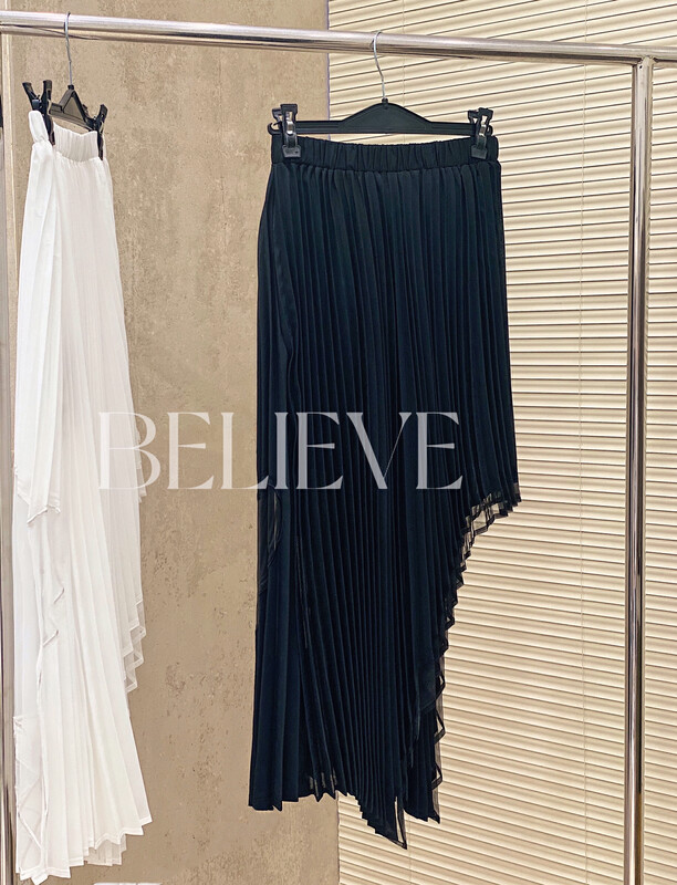 [believe] perceive flexible aesthetics, irregular design, light and elegant pleated skirt ys1-bl8417\jj