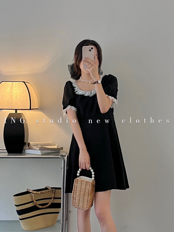 Original price 66.55! [ing] French Hepburn stitched lace dress 9113