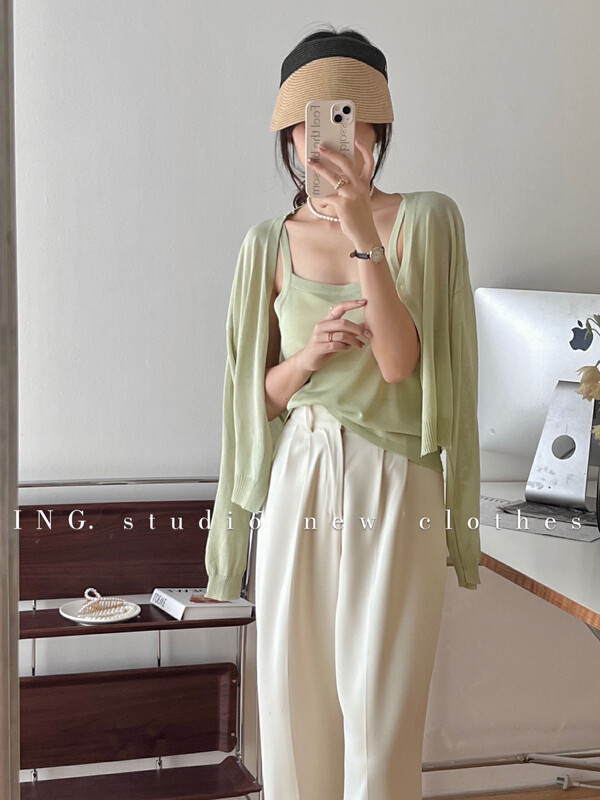 [ing] Korean version gentle sling two-piece sweater w3585