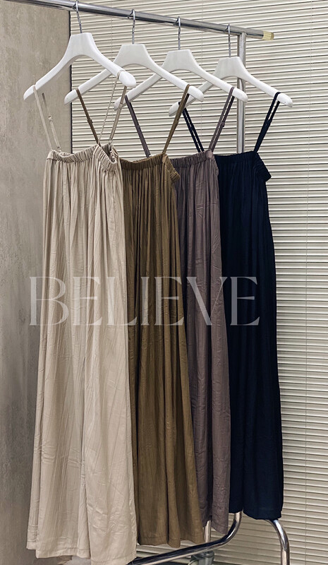[believe] temperament simple texture wrinkled suspender dress (dress only) bl8823# JJ