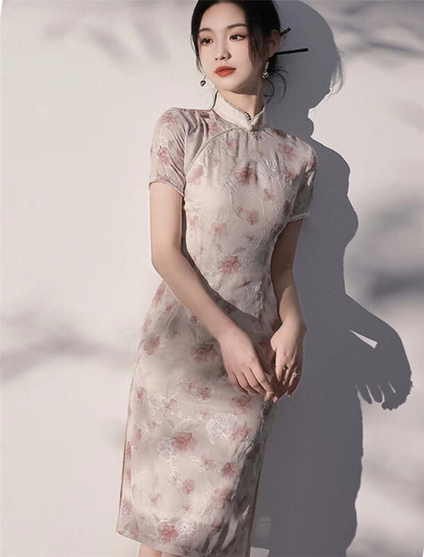 [crystal home] embroidery halo dyed heavy industry cheongsam dress 671# PCZ