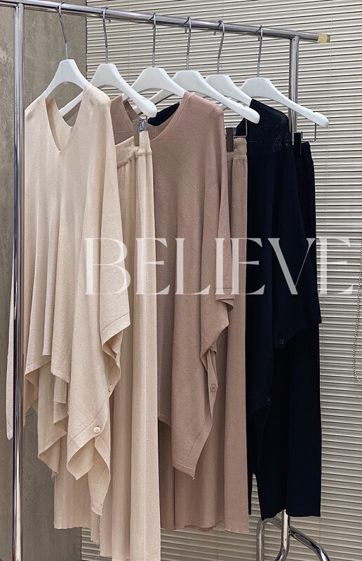 [believe] casual loose knit yarn + loose comfortable casual pants set bl8267 \jj