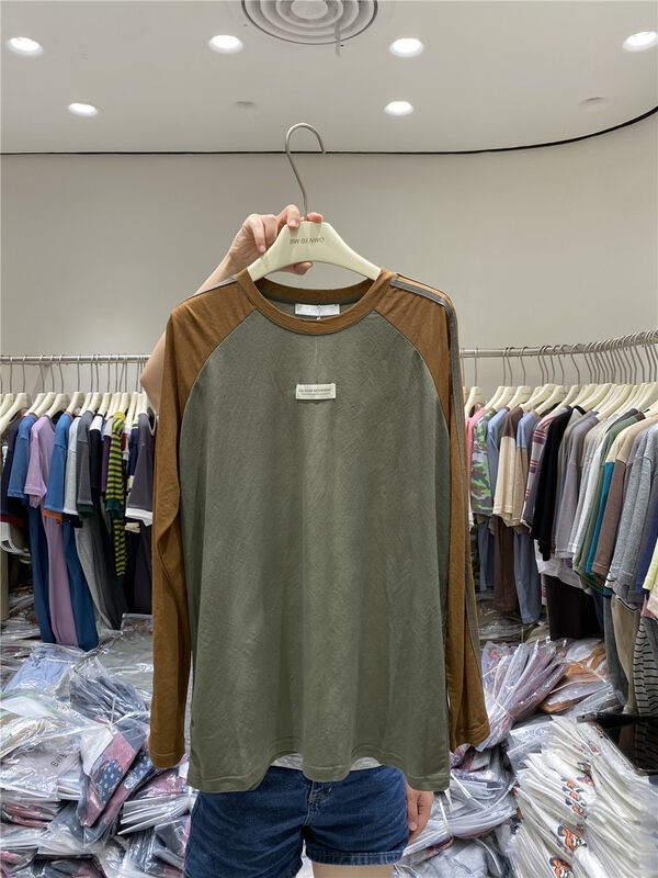[benwo] small sticker design versatile casual long sleeved T-shirt ct06186# CLS