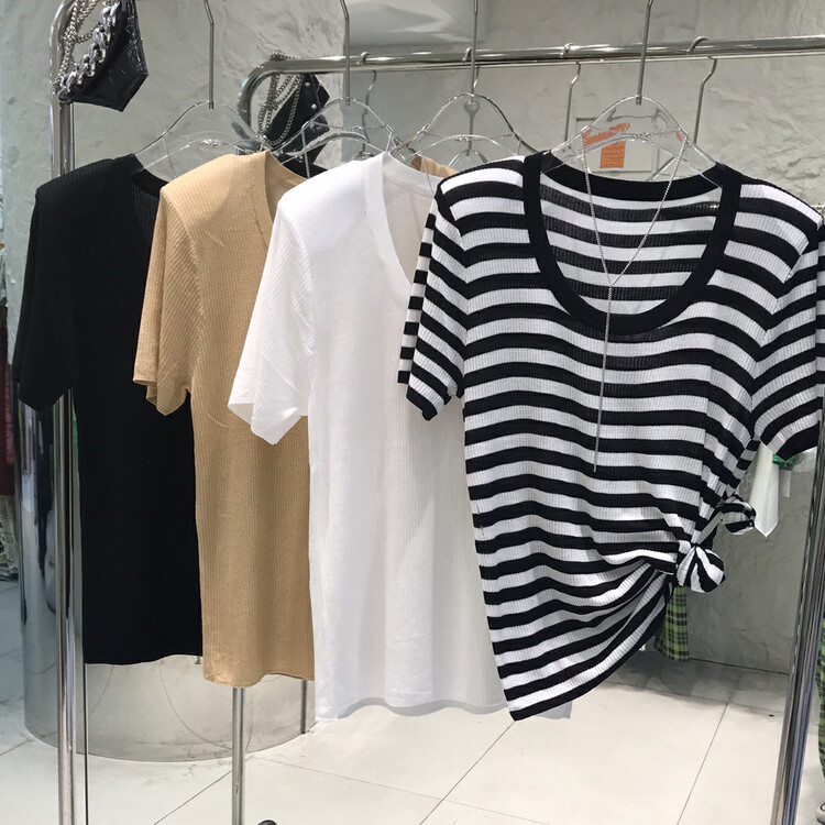 [o.shazidian] Korean casual round neck ice silk blouse (with necklace) 6049# CSX