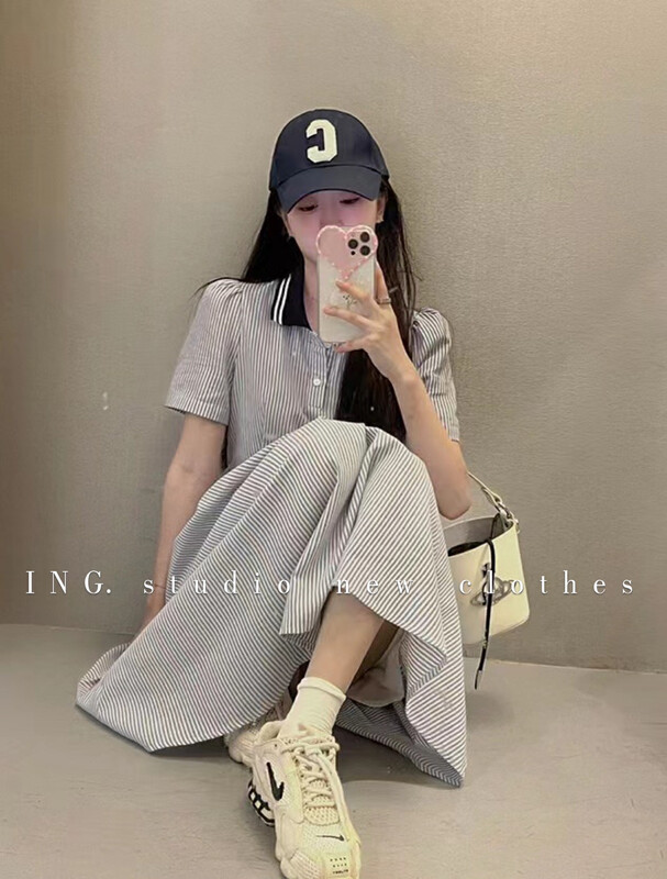 [ing] Korean style waist band casual dress 9211